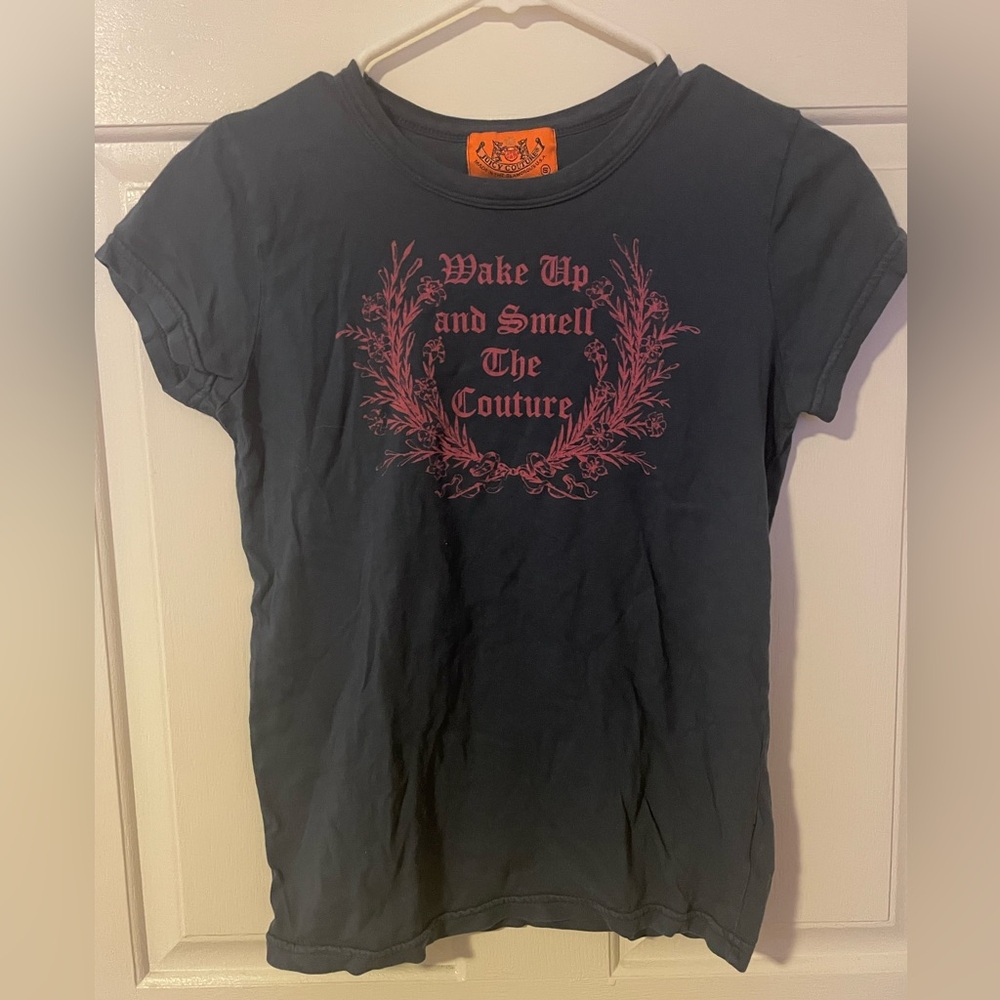 Juicy Couture Shirt Blue Size Small Y2K Vintage Wake up and smell the couture